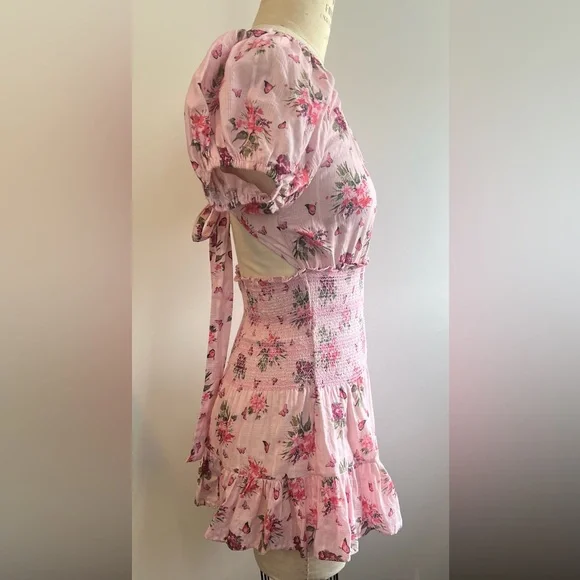 Floral Pink Smocked Dress - Picture 2 of 6